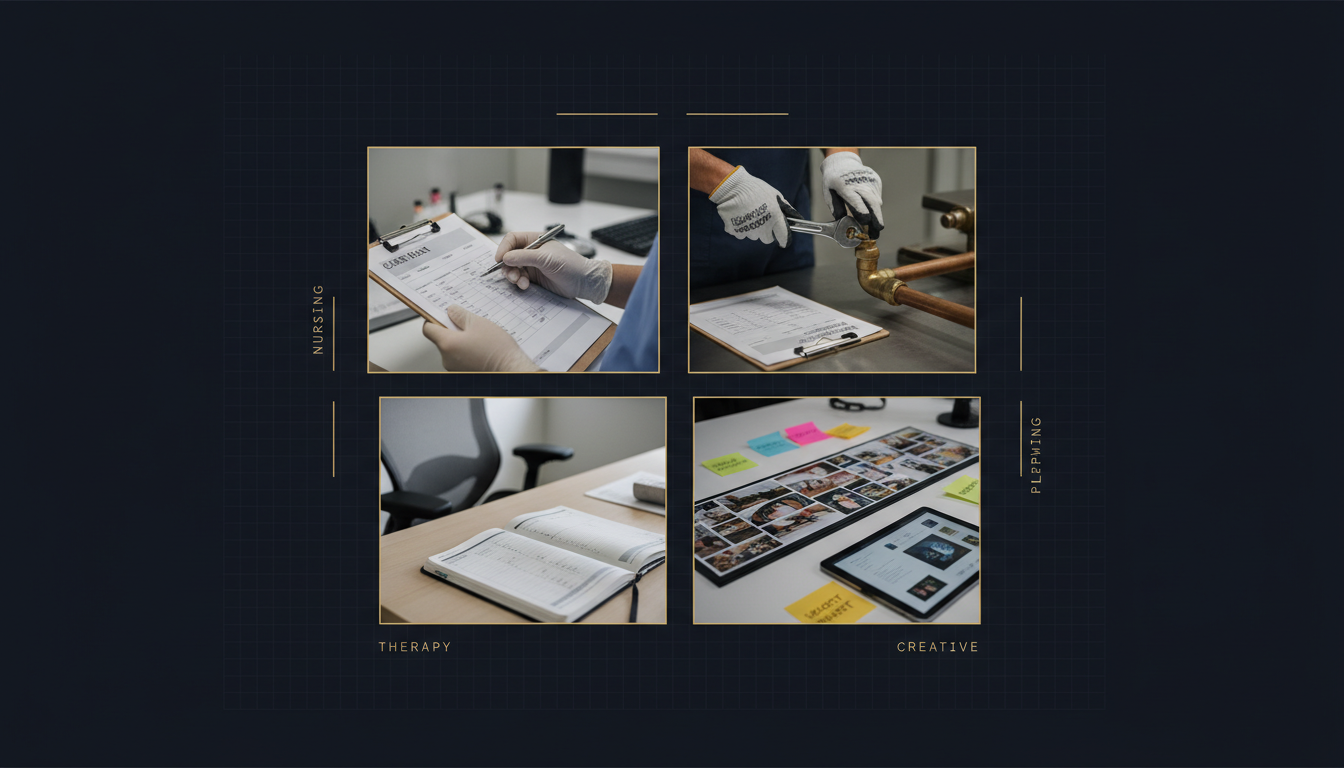 Four operational worlds — NDIS, Trades, Allied Health, Professional Services