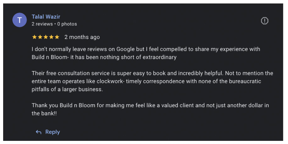 Talal Wazir — 5-star Google review